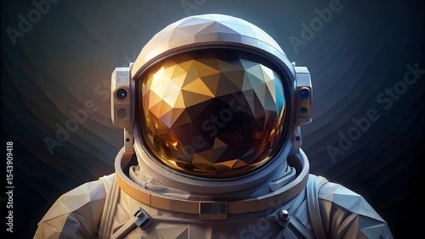 Obraz Low-poly Astronaut Helmet Portrait