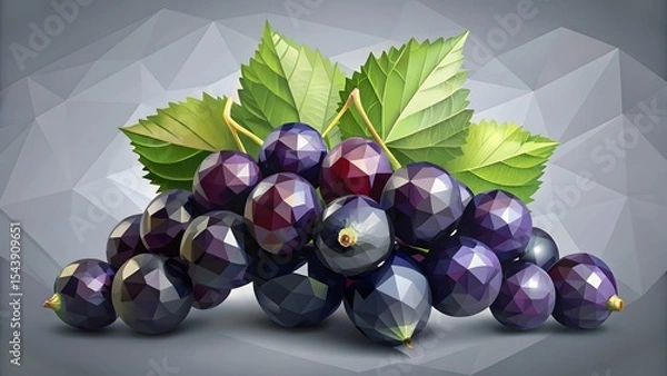 Obraz Blackcurrants with Leaves