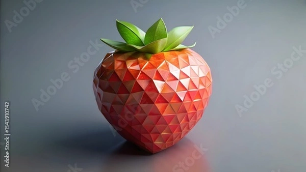 Obraz Low-Poly Strawberry Render