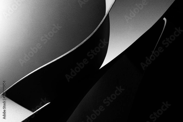 Fototapeta Curvilinear elements in black and white, architectural concept