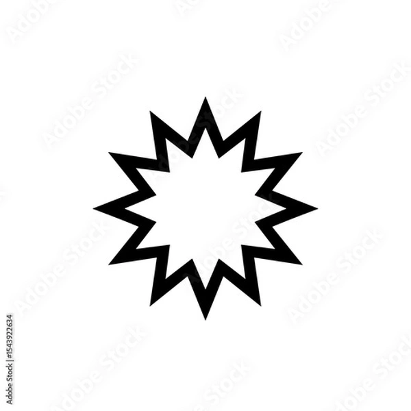 Fototapeta Black explosion graphic in minimalist style on white background  