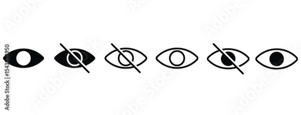 Obraz Show and hide visibility icon set. eye line icon vector.