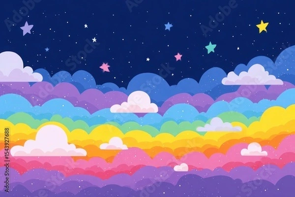 Obraz A colorful sky with clouds and stars