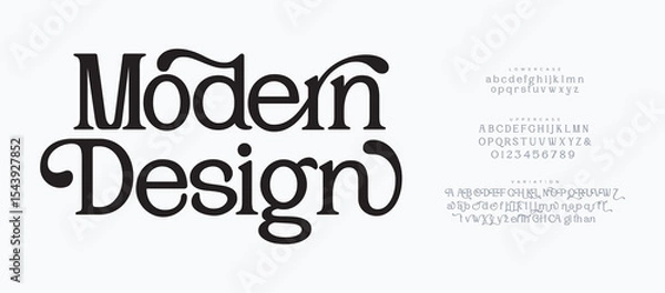 Fototapeta Modern design abstract elegant font alphabet. Luxury modern urban fonts for logo, brand etc. Typography typeface uppercase lowercase and number. vector illustration
