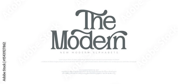 Fototapeta Elegant modern Fashion and luxury modern sans serif alphabet logo font uppercase and lowercase and number. vector illustration

