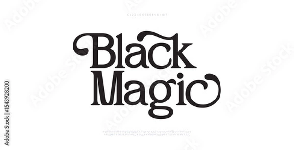 Fototapeta Black Magic Elegant Font Uppercase Lowercase Number And Ampersand. Classic Lettering Minimal Fashion Designs. Typography modern serif fonts regular decorative vintage concept. vector illustration 
