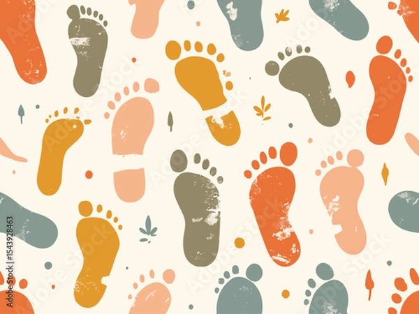 Obraz Colorful seamless pattern of shoe prints (footprints)