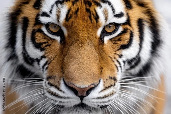 Obraz Majestic Tiger Close Up: Wild Beauty - A close-up of a tiger's intense gaze, symbolizing power, wildness, beauty, grace, and strength