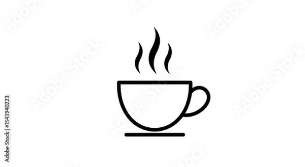Fototapeta "Icon of a steaming cup of coffee, line art"
