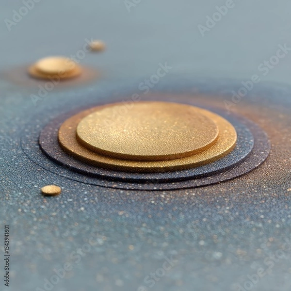 Obraz Gold Glitter Circles on Textured Dark Blue Surface
