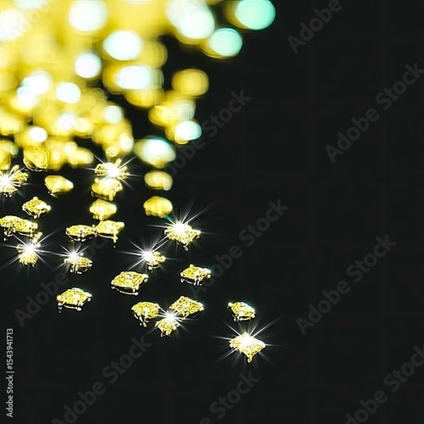 Obraz Gold Particles Sparkling on Dark Background