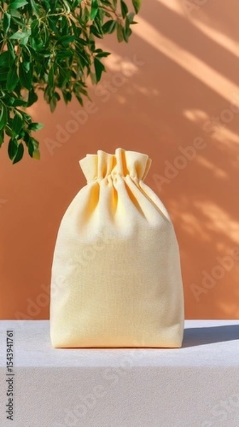 Obraz Gold Textured Fabric Pouch on Ripple Cloth