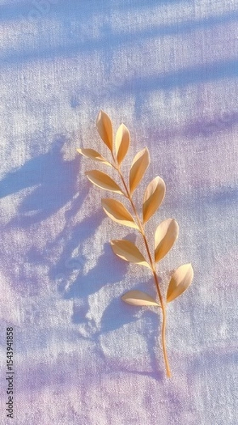 Obraz Golden Branch on Textured White and Blue Background