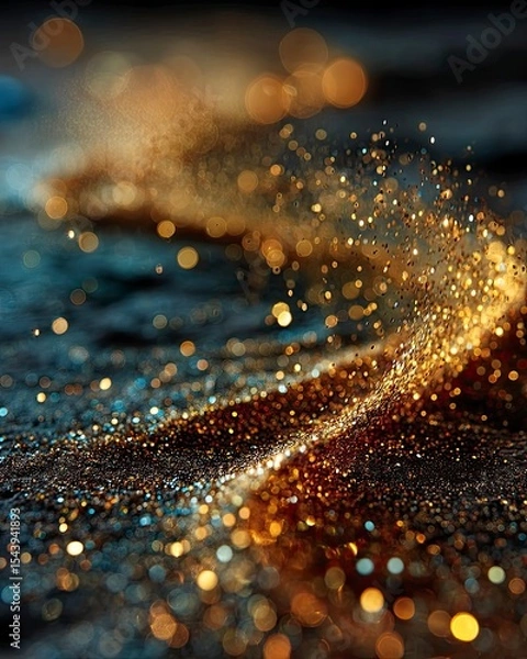 Obraz Golden Confetti Dust Scattered in Darkness