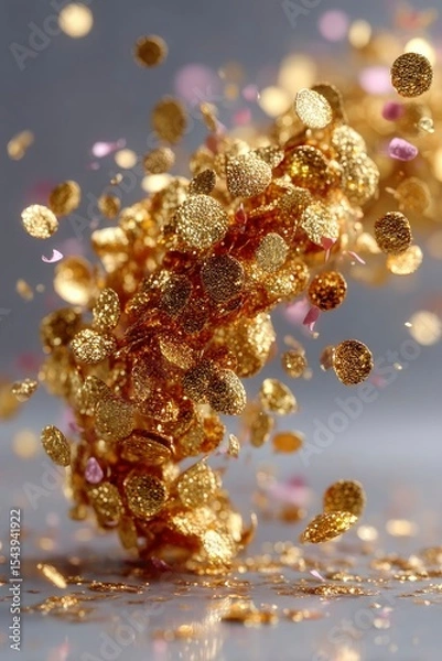 Obraz Golden Confetti Scatter Abstract Background