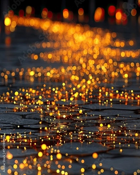 Obraz Golden Dots Shimmering on Dark Surface