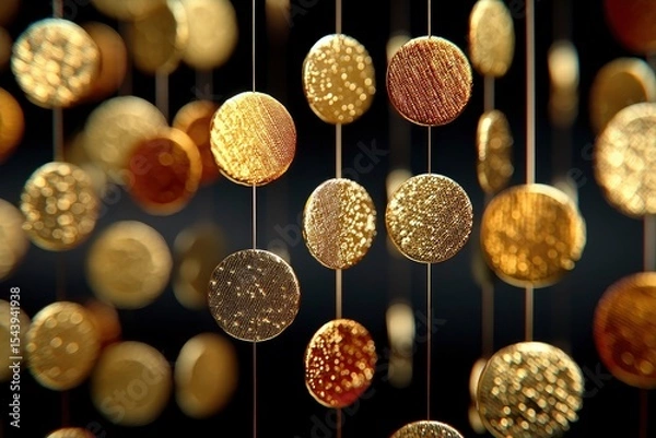 Obraz Golden Dots Suspended in Dark Background