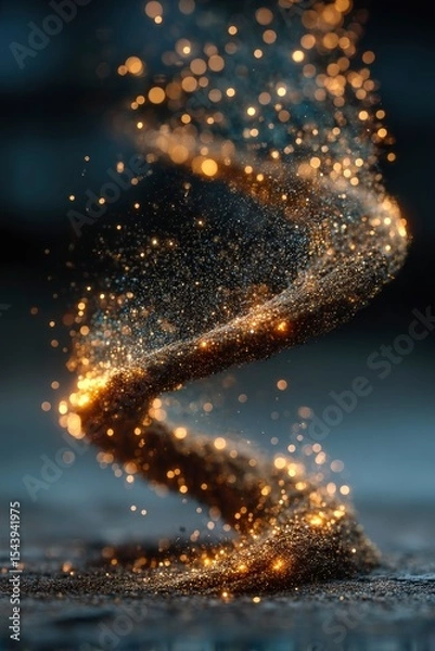 Obraz Golden Dust Spiral in Motion Abstract Photography