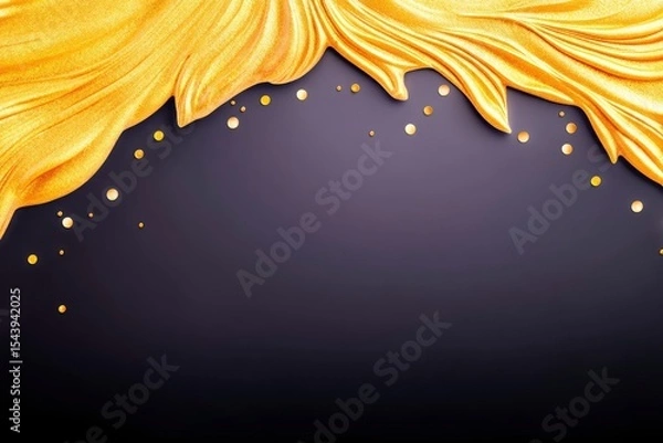 Obraz Golden Fabric Drape on Dark Background with Glitter
