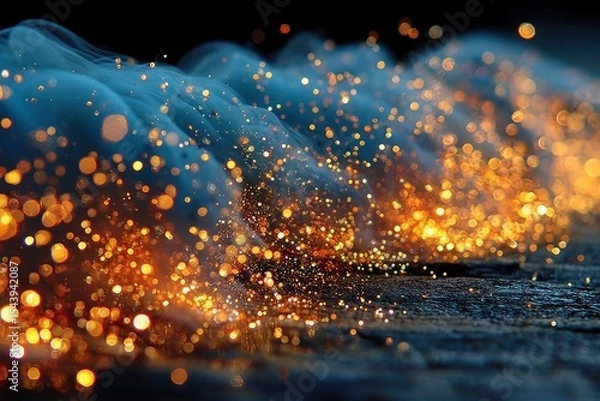 Obraz Golden Glitter and Smoke Abstract Motion Background