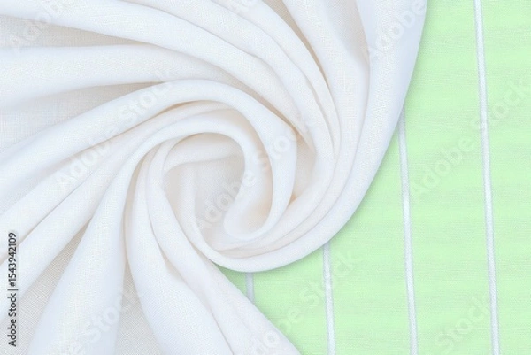 Obraz Elegant Ivory Linen Fabric Swirled on Pastel Green Background