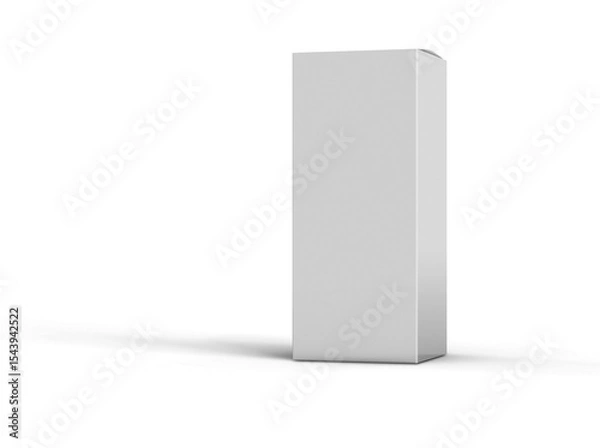 Fototapeta A plain white rectangular box standing upright, casting a shadow.