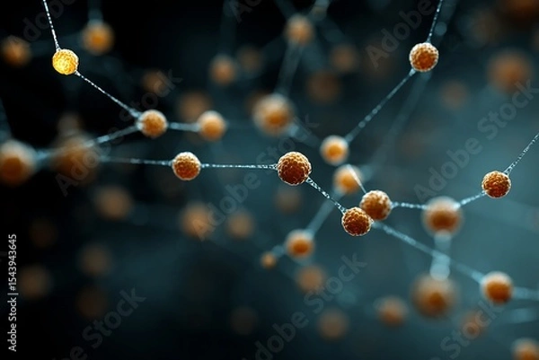 Fototapeta Molecular visualization of luciferase enzyme triggering bioluminescence firefly tissue educational clean background style with realistic rendering