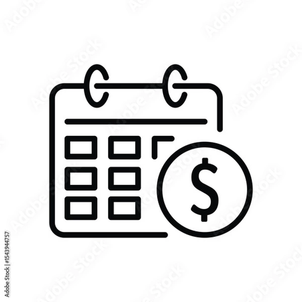 Fototapeta Calendar with dollar sign. Payment date icon. Debt date symbol
