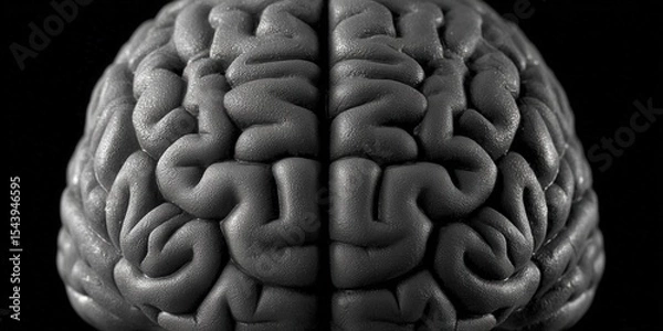 Obraz A highly detailed view of the human brain, highlighting its complex structure and textures.