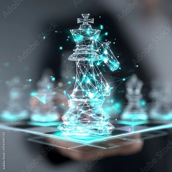 Obraz Digital chess piece, futuristic