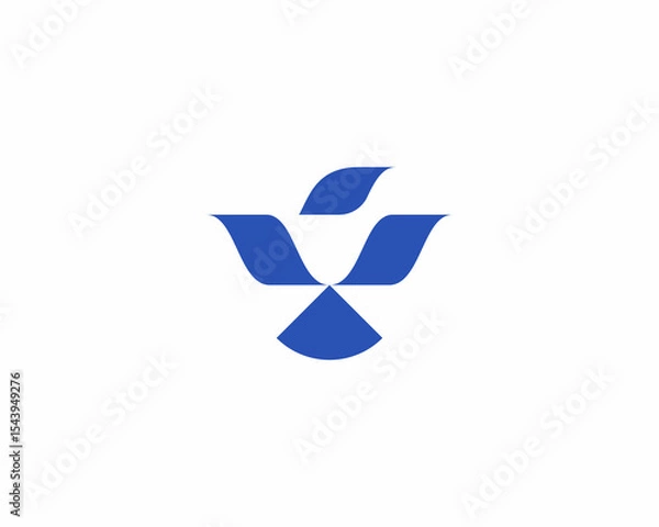 Obraz Abstract bird logo. Minimalist dove eagle silhouette in flat style. Flight freedom wings icon mark logotype.  illustration.