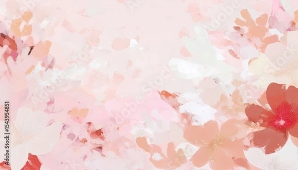 Fototapeta  soft pastel floral abstract with blooming white magnolia flowers on textured pink background for feminine web design, elegant branding, or romantic print media