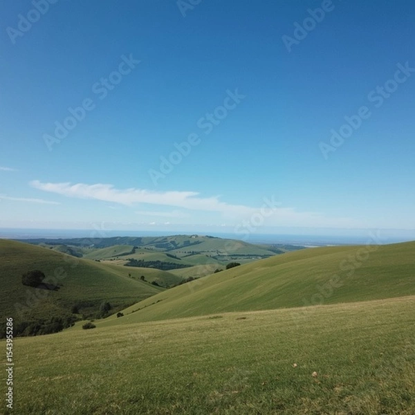 Obraz green field and blue sky