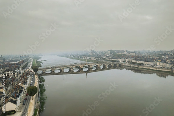Obraz Experience the romantic allure of Loire Valley's architecture and lush landscapes with a breathtaking aerial view