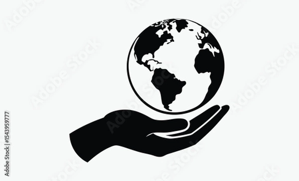 Obraz hands holding earth silhouette icon