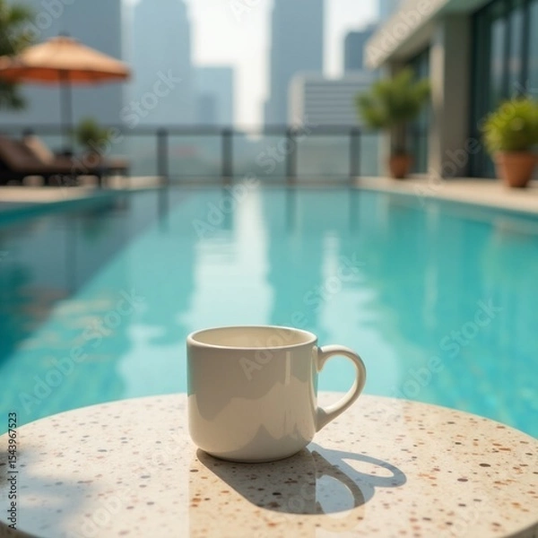 Obraz cup of coffee on the pool