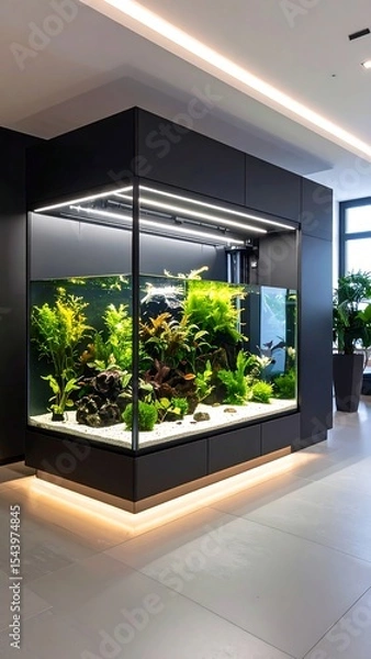 Obraz Modern office aquarium with fish tank.