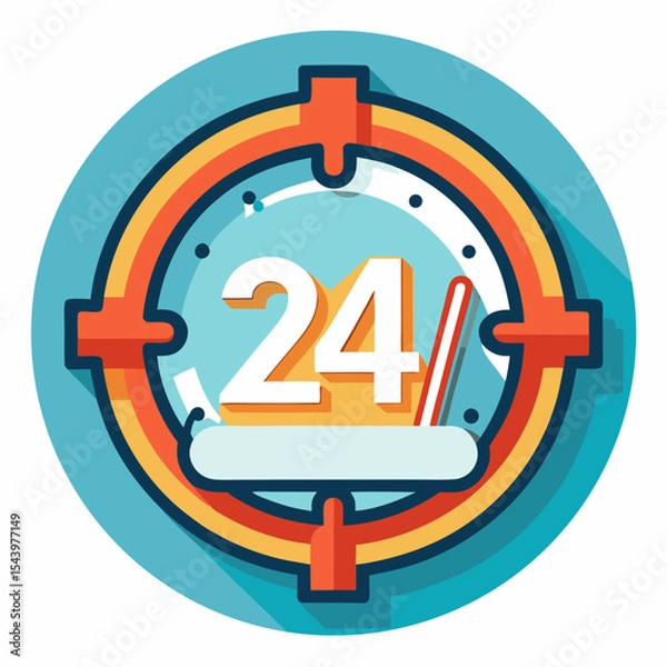 Fototapeta 24 7 availability clock graphic design