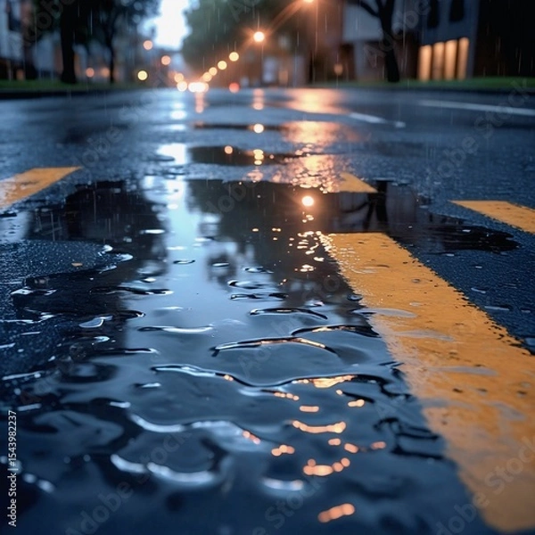 Obraz Sunlight and trees reflected on calm water surface