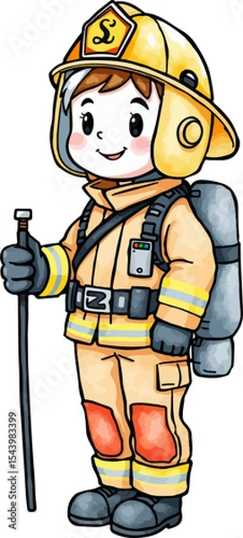 Fototapeta Cute firefighter vector illustration.