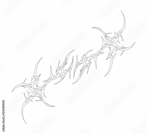 Fototapeta Neo tribal vector design with aggressive organic blades and spiked symmetry. Ideal for tattoos, metal themes