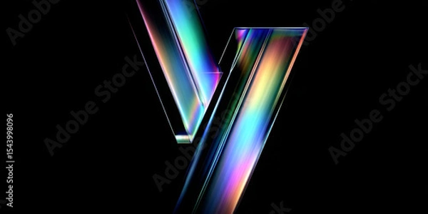 Fototapeta Abstract Iridescent 3D Shape on a Dark Background – Modern Digital Design Render
