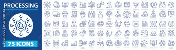 Fototapeta Processing & Optimization & Workflow 72 icon set. Project management icon collection. Time management and planning concept. Vector illustration