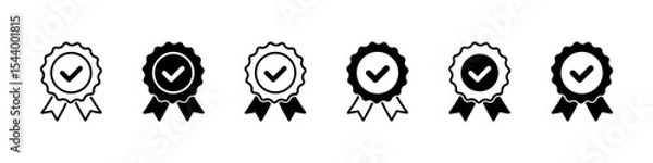 Fototapeta Badge icon. Award sign vector set. Achievement sign set. Checkmark prize reward badge. Winner best reward isolated icon set.