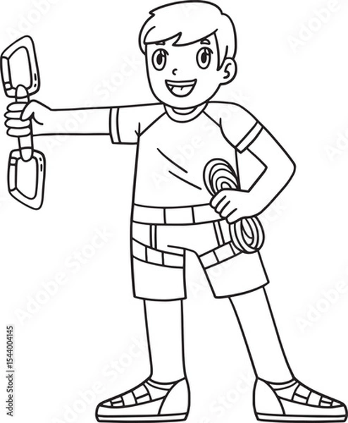 Fototapeta Bouldering Boy Wearing Climbing Equipment Isolated