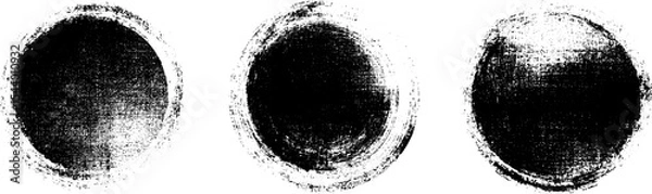 Fototapeta Rough circular grungy, monochromatic, high contrast, design element, isolated on a transparent background
