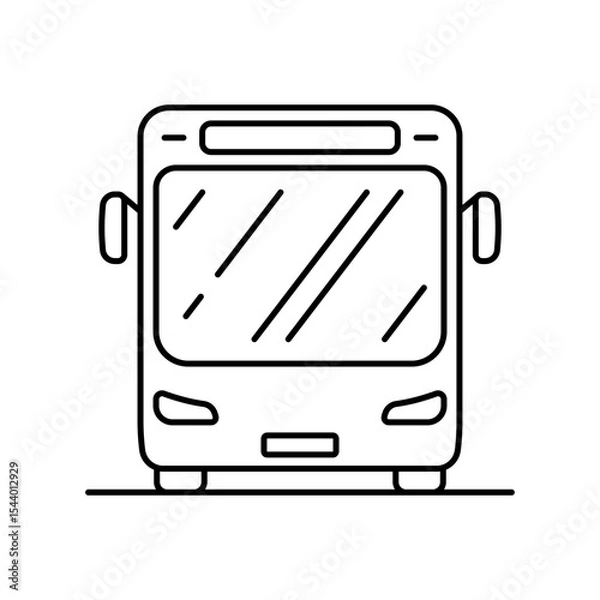 Obraz Bus icon. Black outline linear silhouette. Editable strokes. Front view. Vector simple flat graphic illustration. Isolated object on white background. Isolate.