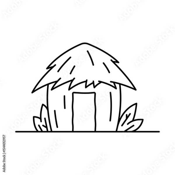 Obraz House icon. Black outline linear silhouette. Editable strokes. Front view. Vector simple flat graphic illustration. Isolated object on white background. Isolate.