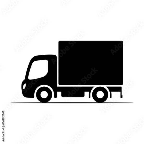 Obraz Truck icon. Delivery van. Black silhouette. Side view. Vector simple flat graphic illustration. Isolated object on white background. Isolate.