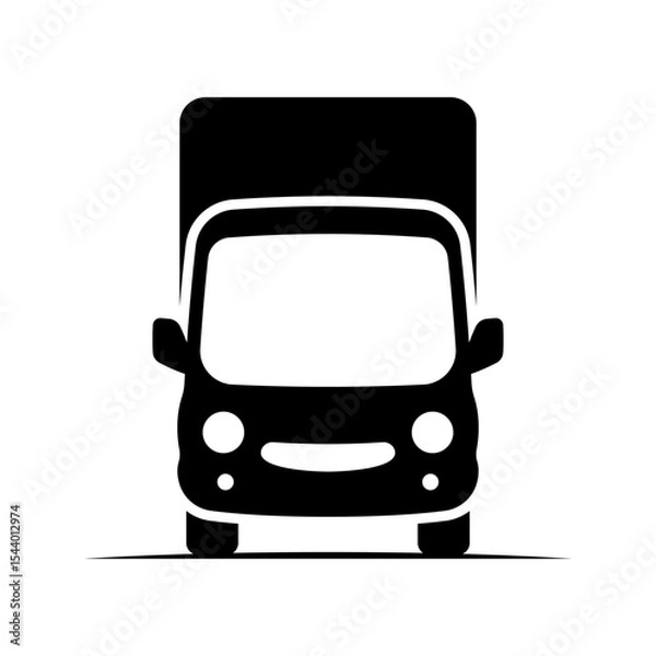 Obraz Truck icon. Delivery van. Black silhouette. Front view. Vector simple flat graphic illustration. Isolated object on white background. Isolate.